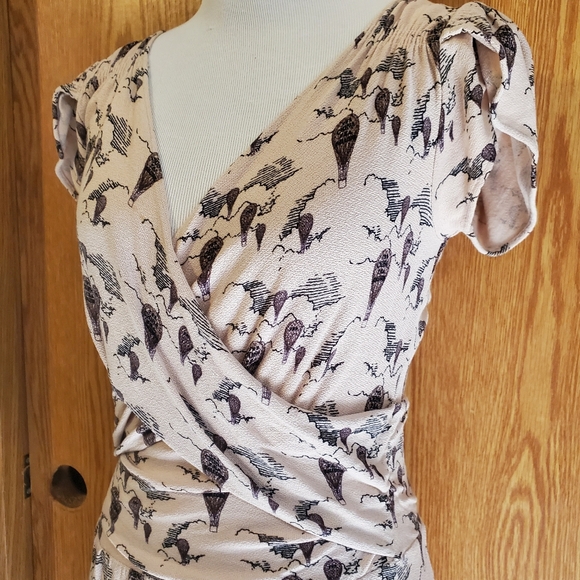 Anthropologie Leifnotes up and away hot air balloon print viscose crepe … - Picture 6 of 13